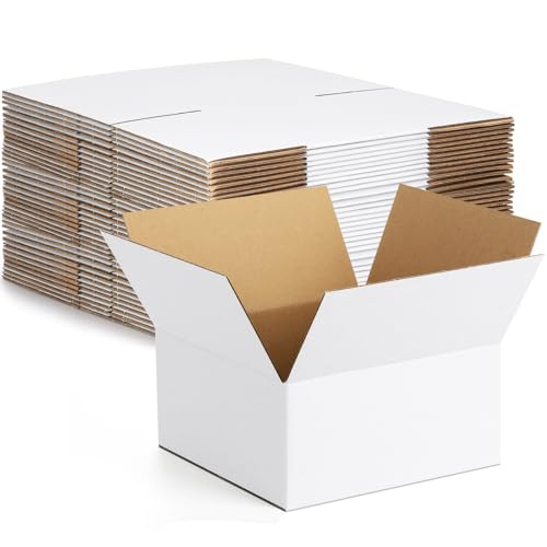 Eupako 8x8x4-Small-Shipping-Boxes-30-Pack-White-Corrugated-Box-Mailers, Cardboard Boxes for Packaging Small Business, Mailing - color: White, size: 8x8x4 Inches (30 Pack)