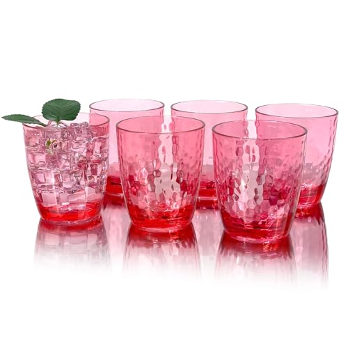 15-Ounce Plastic Tumblers (Set of 6), Reusable Plastic Mugs, BPA-Free Acrylic to Drink Mugs, Shatter Resistant, Textured Interior, Dishwasher Safe (Red, 15 Ounce) - color: Red, size: 15 Ounce