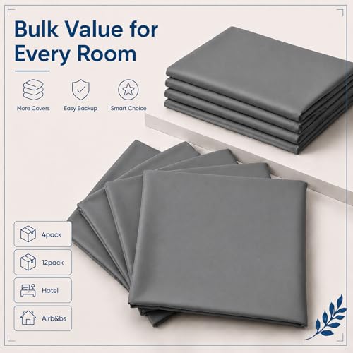 ZPECC Bulk Grey Pillow Cases Standard Size 24 Pack with Envelope Closure - color: Gray, size: Standard