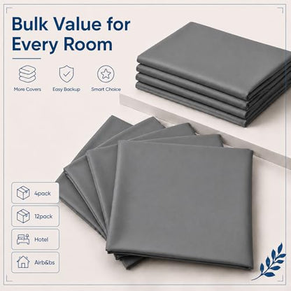 ZPECC Bulk Grey Pillow Cases Standard Size 24 Pack with Envelope Closure - color: Gray, size: Standard