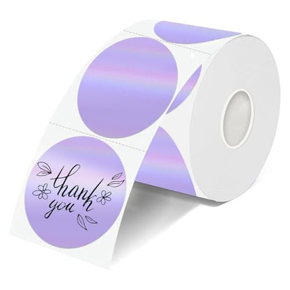 2 Inch Round Holographic Thermal Labels, Waterproof Direct Thermal Stickers, Self-Adhesive Circle Label for Small Business DIY Logo QR Code, Purple (200 Pcs/Roll) - color: Holographic Purple, size: 2 Inch