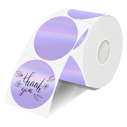 2 Inch Round Holographic Thermal Labels, Waterproof Direct Thermal Stickers, Self-Adhesive Circle Label for Small Business DIY Logo QR Code, Purple (200 Pcs/Roll) - color: Holographic Purple, size: 2 Inch