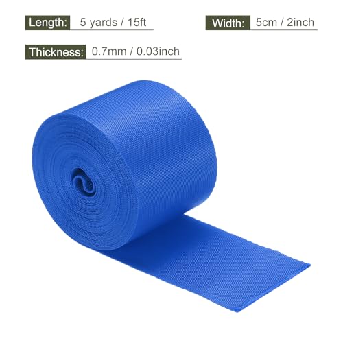 MECCANIXITY Flat Nylon Webbing Strap 2 Inch 5 Yards Blue - color: Blue, size: 2 Inch x 5 Yards