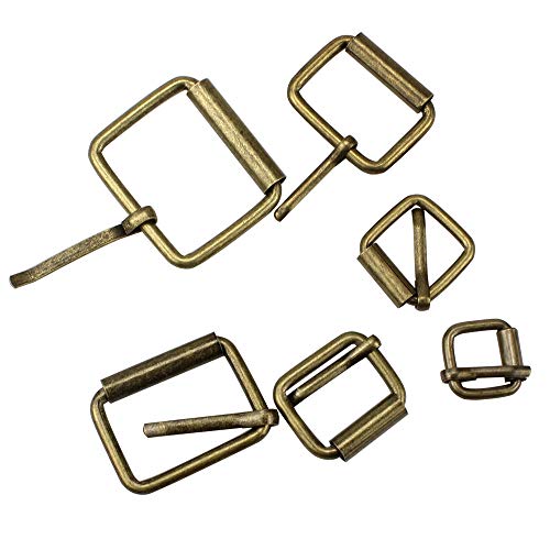 Hysagtek Brass Buckles 60 Pcs Roller Buckles Belts Hardware Pin Buckle for Bags Leather Belt Strap Hand DIY Accessories, 6 Size - 1.3'', 1.18", 1", 0.79", 0.59", 0.51" Bronze Metal