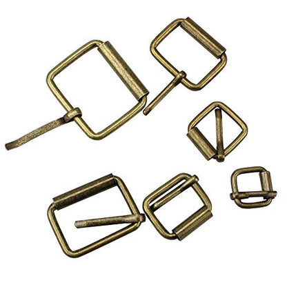 Hysagtek Brass Buckles 60 Pcs Roller Buckles Belts Hardware Pin Buckle for Bags Leather Belt Strap Hand DIY Accessories, 6 Size - 1.3'', 1.18", 1", 0.79", 0.59", 0.51" Bronze Metal