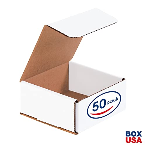 Box USA BMLR1 4 3/8"L x 4 3/8"W x 2"H, White (Pack of 50) - size: (013) 4 3/8" x 4 3/8" x 2", 50-Pack