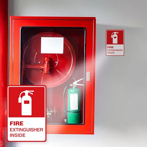 2 PCS Fire Extinguisher Inside Sign Stickers,Self Adhesive Vinyl Safety Label Waterproof, Fade and Scratch Resistant, Suitable for Indoor and Outdoor,Red on White - color: Fire Extinguisher Sticker 208
