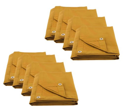 (8 Pack) 6' x 8' Tan Canvas Tarp 12oz Heavy Duty Water Resistant - color: Tan (8 Pcs), size: 6' x 8'