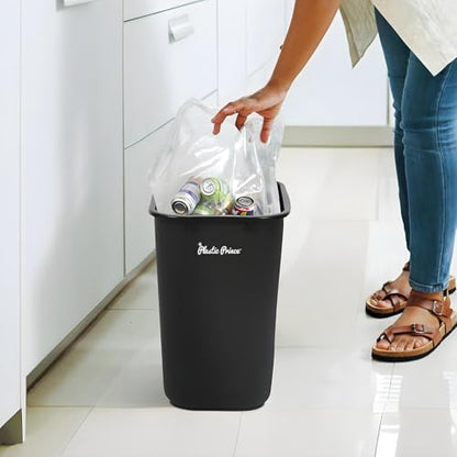 PLASTIC PRINCE 28 Quart Trash Can, Black and Blue Plastic Rectangular 7 Gallon Wastebasket for Kitchen Bathroom Office, 28 qt Garbage Can Fits Under Desk Cabinet Sink, Set of 2 - color: Black and Blue