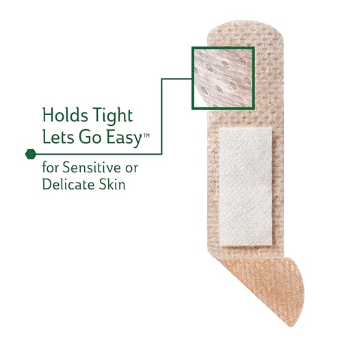Curad Truly Ouchless Silicone Adhesive Bandages, Fabric Bandages, For Delicate Sensitive Skin, 3/4X3 (50 Count)