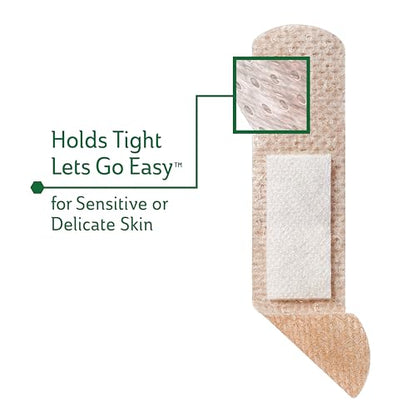 Curad Truly Ouchless Silicone Adhesive Bandages, Fabric Bandages, For Delicate Sensitive Skin, 3/4X3 (50 Count)