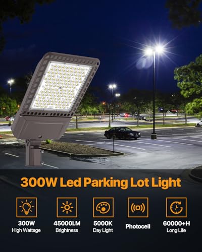 Led Parking Lot Light 300W - 45,000LM 5000K 100-277V Slip Fit - color: Slip Fit 300W