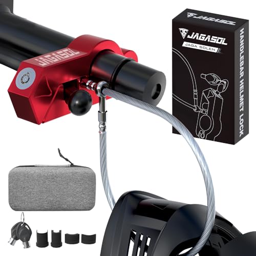 JAGASOL Motorcycle Handlebar Lock, Helmet & Brake Anti-Theft Lock Red - color: Red