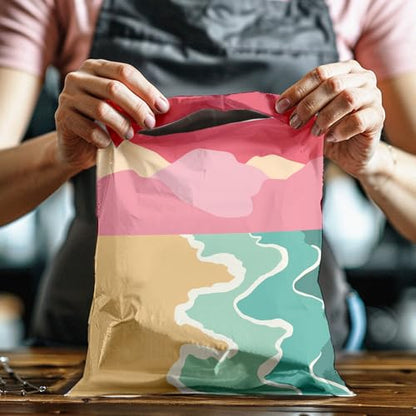 10x13 (100) Beach Sunset Designer Poly Mailers Waterproof Self Sealing Tear Resistant Polymailers Shipping Envelopes Premium Printed Bags For Small Businesses - color: Beach Sunset, size: 10x13 inches
