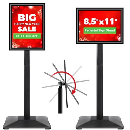 Pedestal Sign holder Stand 8.5x11inch Adjustable Standing Floor Sign Stand with Heavy Base & Snap Frame Display Stand for Indoor Outdoor Business Store Sign Holder Poster Stand (Black) - color: Black/1Pack, size: 8.5"x11" Sign Stand