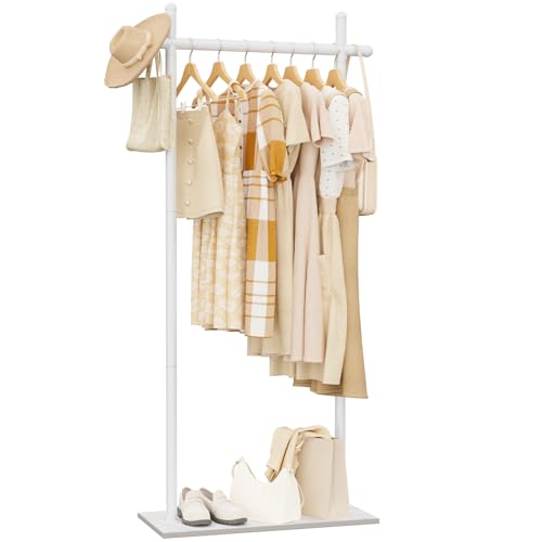 Coat Racks Freestanding with Natural Rock Base,68.9in,White,Large - color: White, size: 25.6*11.8*68.9in