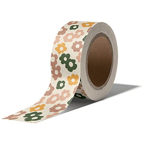 Impack Water Activated Tape - Packing Tapes for Sealing Boxes and Cartons - Gummed Tapes for Mail Boxes or Gift Boxes - Biodegradable Paper Shipping Tape for Small Business (Daisy Multi - 50 Meters) - color: Multicolored Daisy