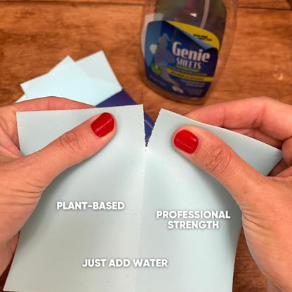 Genie Sheets Glass & Mirror Cleaner | Concentrate Makes 6 24oz Refills | Professional-Strength | Just Add Water | Sustainable Eco-Friendly Plant-Based Solution | 6 Sheets - size: 1 Count (Pack of 1), style: Glass Cleaner