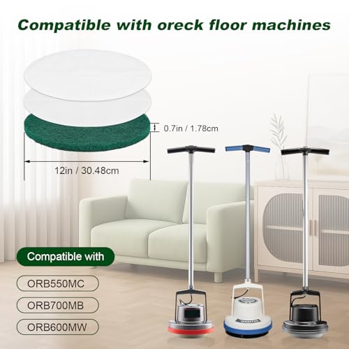 12 Inch Floor Machines Pads Compatible with Oreck Commercial 550MC Orbiter Floor Machine: 3 Kinds Materials are Available to Meet Various Floors (4 Packs） - color: 1x fiberboard, 1x wool felt, 2x polishing pad