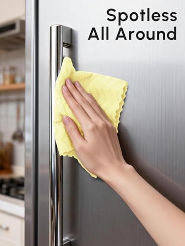 Microfiber Cleaning Cloths Roll 75 Pack 12x12 Inch Lint Free - color: Yellow Ripple