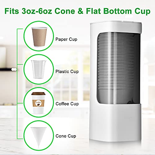 Cup Dispenser Wall Mounted Bathroom Cup Holder, 3oz-5oz Disposable Paper Cup Plastic Cup Dispenser, Water Cooler Dispenser Cup Holder with Paste Plate for Home Office Hospital Gym - color: White