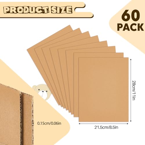 Henoyso 60 Pack 11 X 8.5 Inch Brown Cardboard Sheets - color: Brown, size: 11 x 8.5 Inch