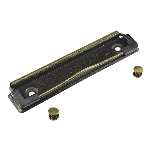 HAHIYO 4.72 Inches Vintage Bronze Metal Mountable Clipboard Clips - 5 Pack, Durable Spring Loaded Clip with Rubber Grips and Rivets Document File Wood Plastic Clip Board for Office School Home - style: Bronze-4.72in-5p