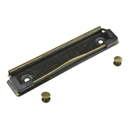 HAHIYO 4.72 Inches Vintage Bronze Metal Mountable Clipboard Clips - 5 Pack, Durable Spring Loaded Clip with Rubber Grips and Rivets Document File Wood Plastic Clip Board for Office School Home - style: Bronze-4.72in-5p