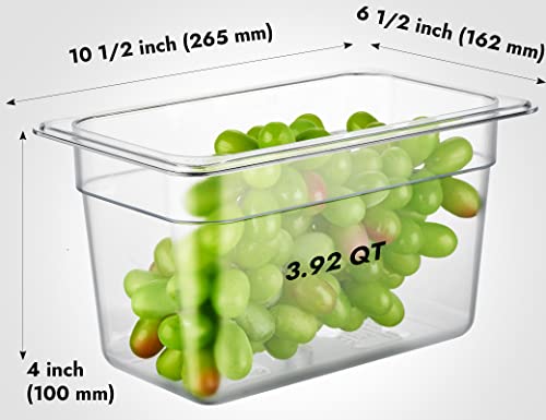 CURTA 6-Pack 1/4 Size 6" Deep NSF Polycarbonate Food Pans | Dishwasher & Freezer Safe Clear Container for Prep Tables, Buffet, Salad Bar, Commercial & Home Kitchen - color: 1/4 Size, size: 6" Deep