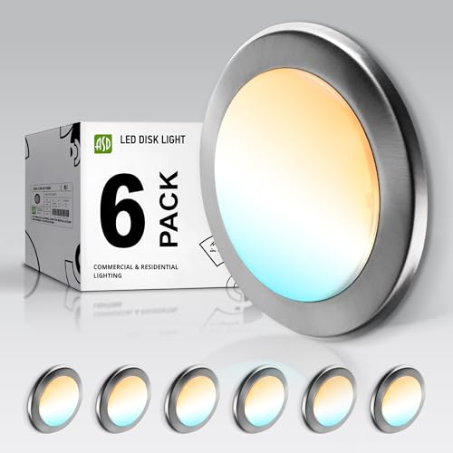 ASD 6 Pack Bronze LED Disk Lights 6 Inch, 5CCT Flush Mount Ceiling Light - color: Nickel, size: 6 Pack