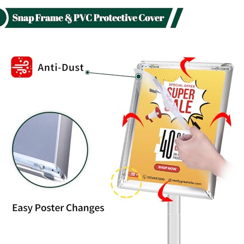 3 Pack Heavy Duty Pedestal Sign Holder 8.5 x 11" Floor Standing Sign Holder - color: Silver, size: 8.5x11in-3p