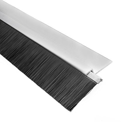 uxcell Door Bottom Sweep H-Shape Aluminum Alloy Base with 1.2-inch Gray Nylon Brush 39-inch x 2.28-inch - color: Silver, size: 39.37" x 1.2"
