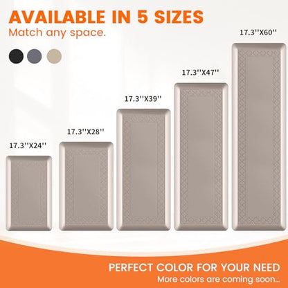 4/5 Inch Thicker Kitchen Mats Anti Fatigue Comfort Mat Standing Desk Rugs - color: Khaki, size: 47"L x 17"W x 0.8"Th