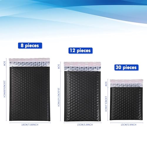 Outus 50 Pcs Bubble Mailers 3 Sizes, Bubble Shipping Envelopes,Black - color: Black