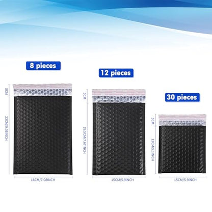 Outus 50 Pcs Bubble Mailers 3 Sizes, Bubble Shipping Envelopes,Black - color: Black