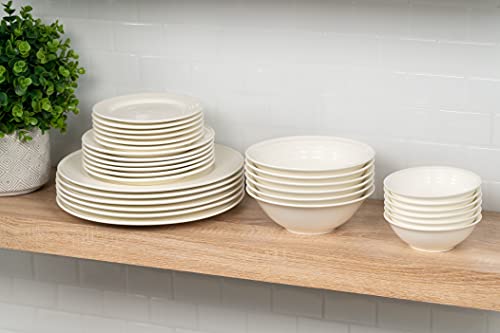10 Strawberry Street Nova White Round 62-Piece Dinnerware Set, Service for 6 - color: White