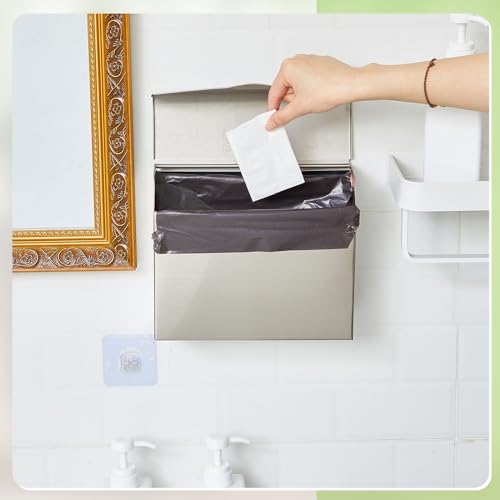 Tioncy 1 Pack Sanitary Napkin Disposal Receptacle with Feminine Hygiene Disposal Bag Stainless Steel Tampon Bin Trash Can Wall Mounted Waste Tampon Holder Feminine Hygiene Container (Silver) - color: Silver