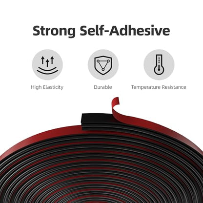 Black D-Shape Weather Stripping 40Ft (Fits 0.3–0.4in Gaps) - color: Black, size: 0.39" Thick x 40 Ft