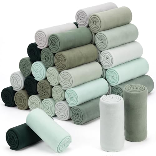 Macarrie 50 Pcs Fleece Blankets Bulk 50 x 60 Inch Soft Fleece Throw Blankets Warm Lightweight for Home Office Wedding Guest Gift Spring Outdoor Camping Travel Homeless Pet Lap Sofa Bed (Green) - color: Green