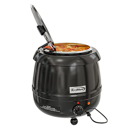 KoolMore Commercial Soup Kettle Warmer with Hinged Lid and Removable Pot Insert for Buffet, Restaurant, Party, Event, and Catering, Large 2.5 Gallon, Electric [Black] (SK-BK-3G) - color: Black