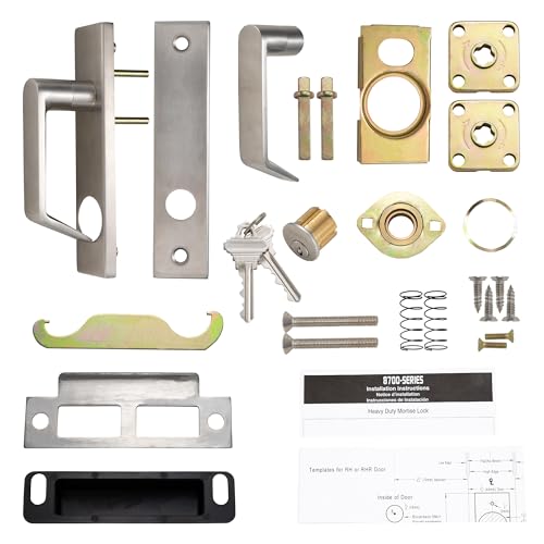 SOPHIA Commercial Heavy Duty Mortise Lockset Door Lever Lock Non-Handed Grade 1 Door Handle - Escutcheon Plate Keyed Lever Lockset, ADA, US32D Satin Chrome Finish for Classroom Door