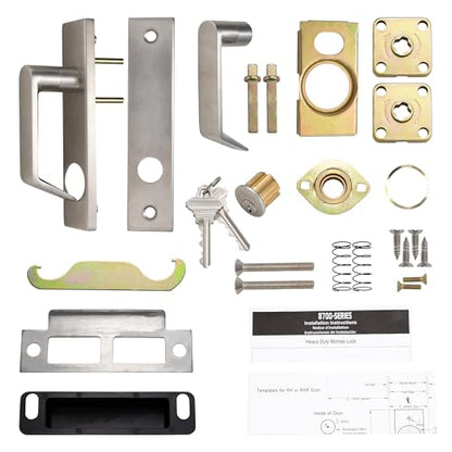 SOPHIA Commercial Heavy Duty Mortise Lockset Door Lever Lock Non-Handed Grade 1 Door Handle - Escutcheon Plate Keyed Lever Lockset, ADA, US32D Satin Chrome Finish for Classroom Door