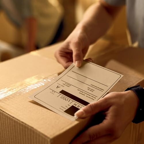 Khaki Thermal Labels 4 × 6 Inch Waterproof Vinyl Stickers 250 PCS - color: Khaki