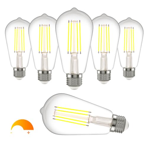 Kawaya E26 LED Edison Bulbs: 8W Equivalent 80W Dimmable LED Bulbs - Vintage ST58 4000k ‎Neutral White - 800 Lumens High Brightness Filament Bulbs with 90+ CRI - Clear Glass, 6 Pack - color: 4000k ‎neutral White, size: 6 Pack