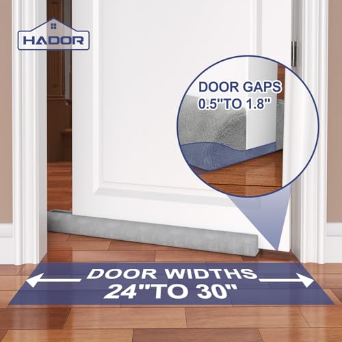 HADOR Door Draft Stopper for Bottom of Door, Adjustable 30 in, Gray - color: Gray, size: 1 Pack-30 Inch