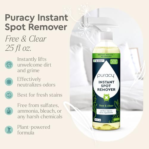 Puracy Laundry Stain Remover for Clothes Laundry - Carpet Stain Remover Carpet Spot Cleaner Couch Stain Remover - Clothes Spray, Free & Clear - Instant Spot Remover, 25 Fl Oz (Pack of 3) - size: 25 Fl Oz (Pack of 3)