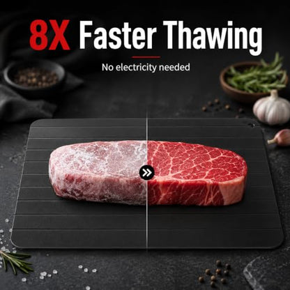 Defrosting Tray Aluminum Thawing Plate for Meat Seafood Kitchen Board, 23 x 16.8 cm