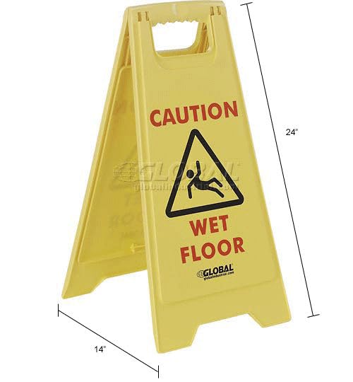 Global Industrial Floor Sign 2 Sided - Caution Wet Floor