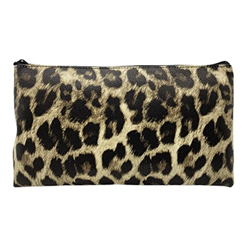 Zippered Security Bank Deposit Bag, PU Leather Cash and Coin Utility Pouch Bank Envelopes with Zipper (Yellow leopard) - color: Yellow leopard