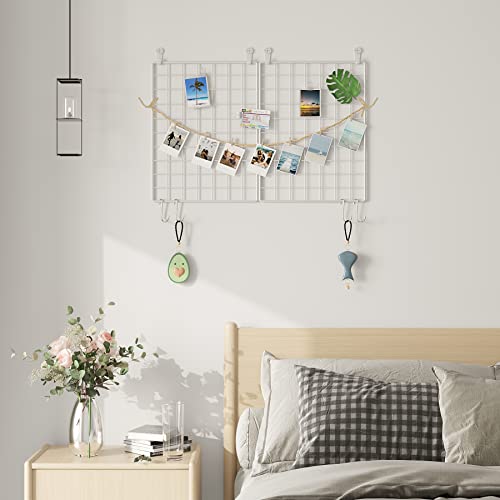 C&AHOME Photo Wall Display Set of 2, Wall Grid Panel, 15.7" x 11.8", White - color: White, size: 15.7 x 11.8 (40x30cm)